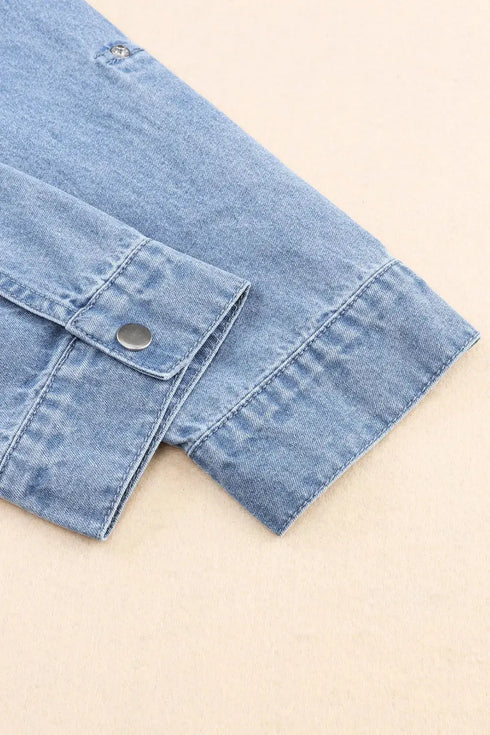 'Sable' Snap Down Denim Jacket - Celes Fashion